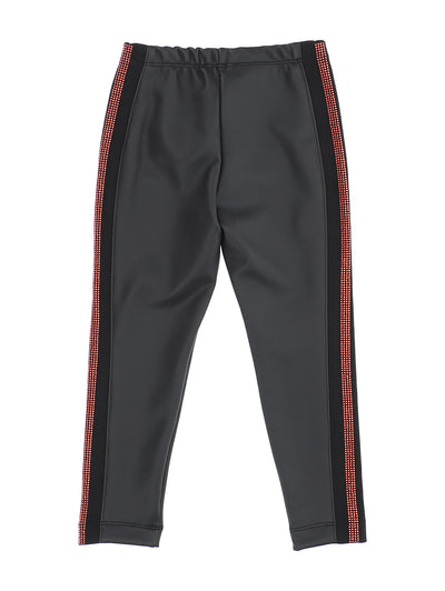 Monnalisa - Faux leather pants with rhinestones