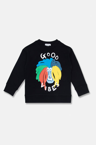 Stella McCartney Kids - BLACK SWEATSHIRT WITH ANIMAL MOTIF