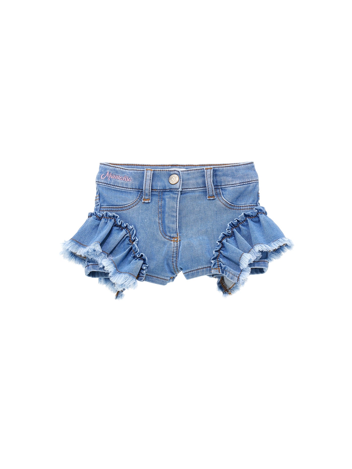 Monnalisa - Denim shorts with ruffles