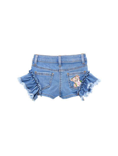 Monnalisa - Denim shorts with ruffles