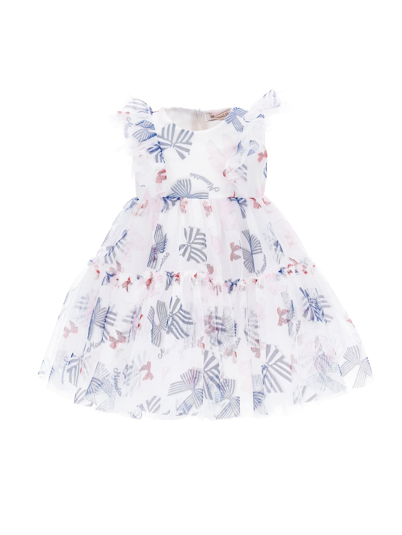Monnalisa - Tulle dress with bow print
