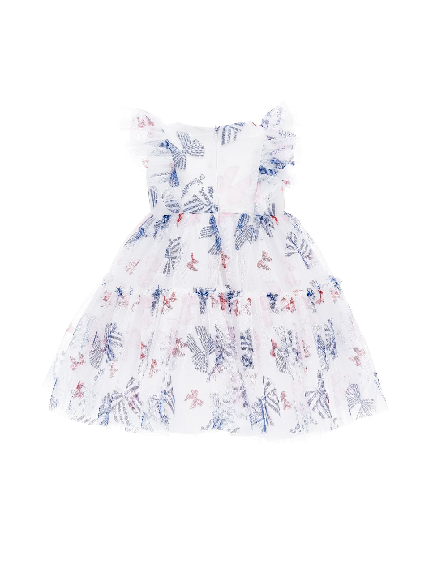 Monnalisa - Tulle dress with bow print