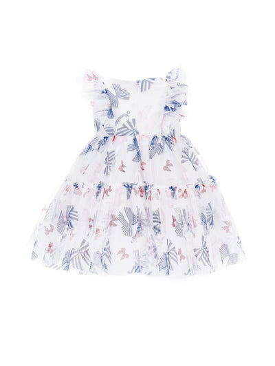 Monnalisa - Tulle dress with bow print