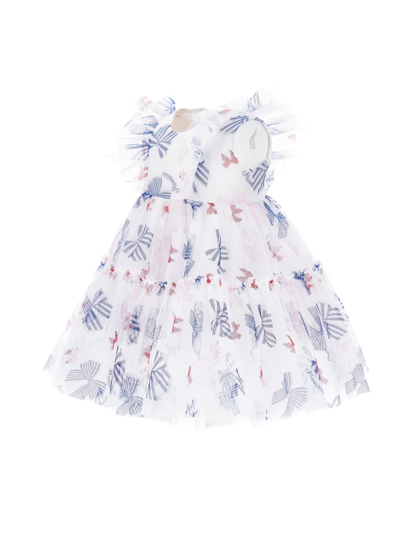 Monnalisa - Tulle dress with bow print