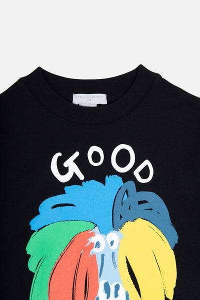 Stella McCartney Kids - BLACK SWEATSHIRT WITH ANIMAL MOTIF