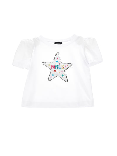 Monnalisa - Cotton T-shirt with sequins