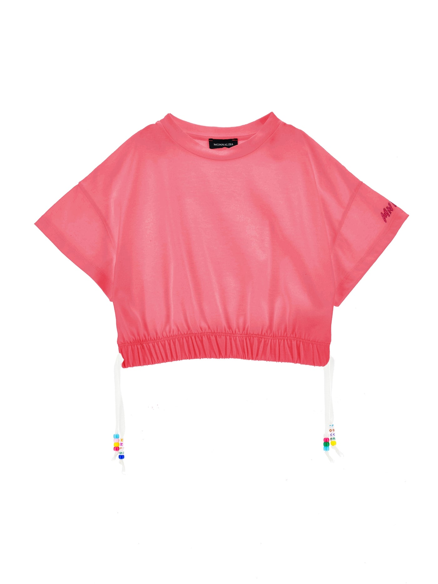 Monnalisa - Cropped T-shirt with beads