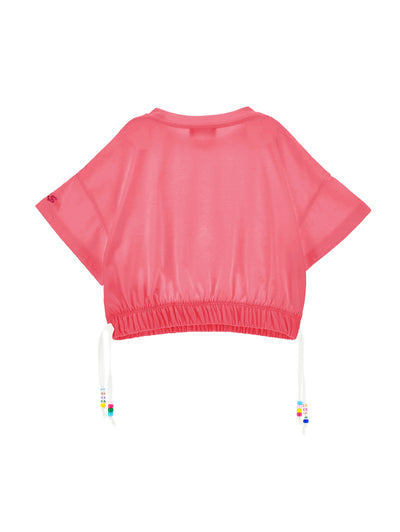 Monnalisa - Cropped T-shirt with beads