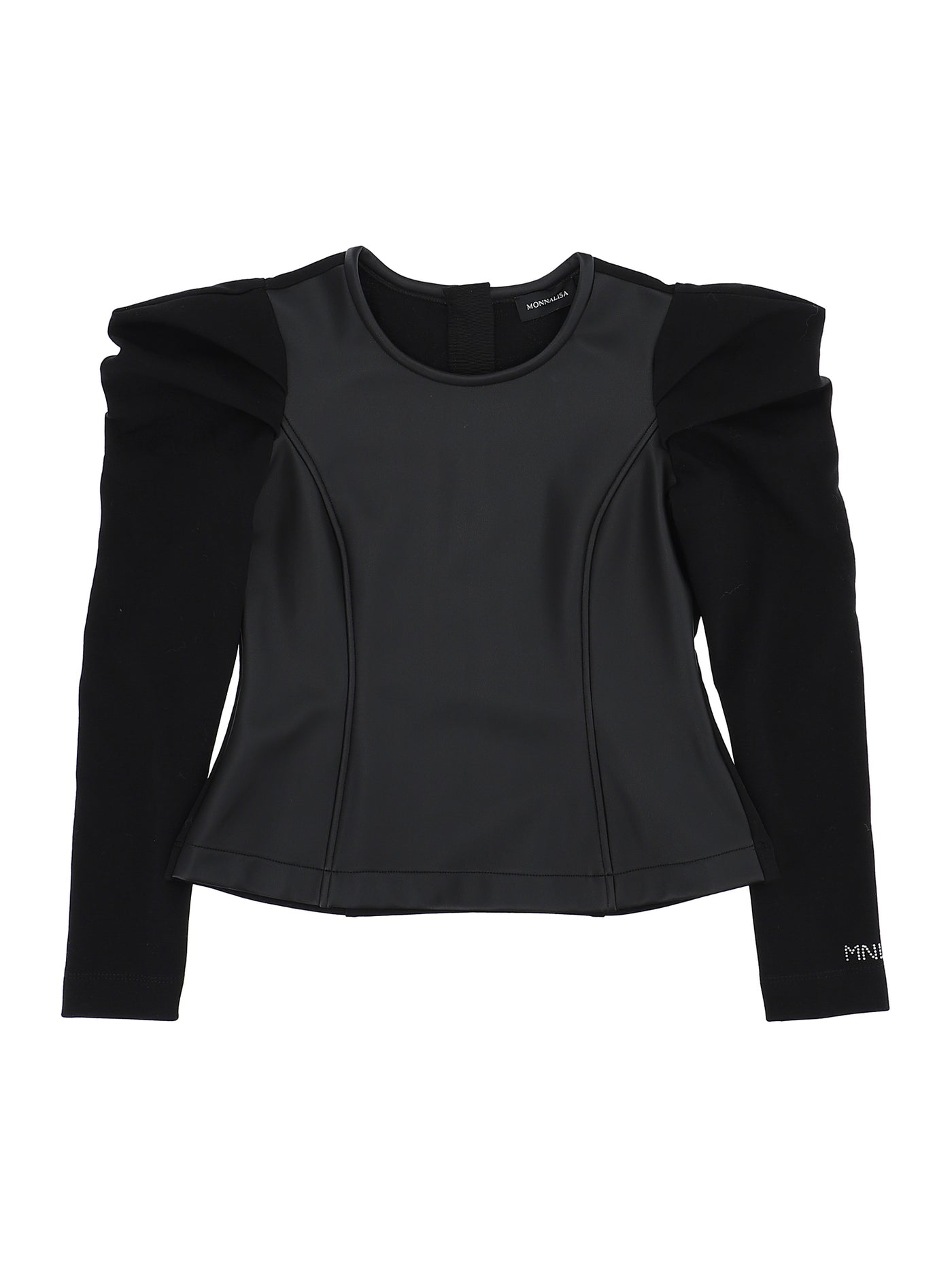 Monnalisa - Isabel Faux leather & jersey T-shirt