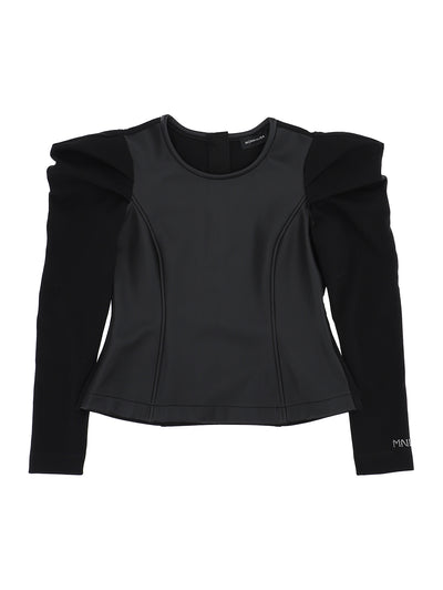 Monnalisa - Isabel Faux leather & jersey T-shirt