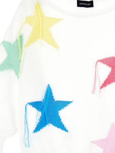 Monnalisa - Maxi star cotton pullover