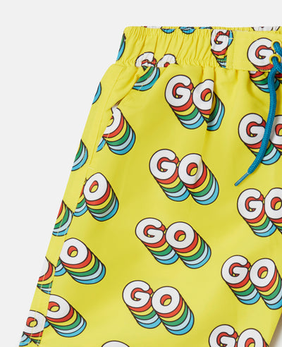Stella McCartney Kids - 'Go' Print Swim Shorts