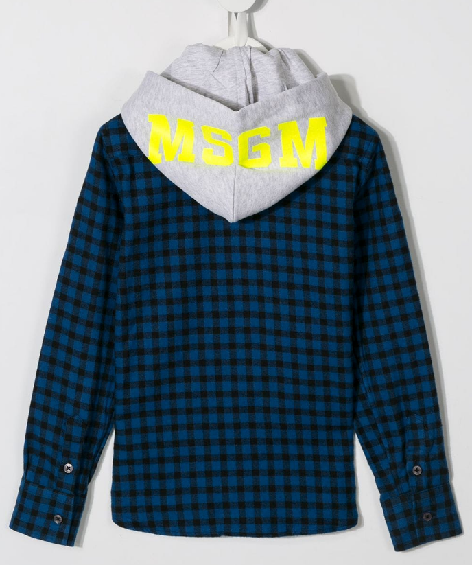 MSGM Kids - Checked Cotton Shirt with Hood