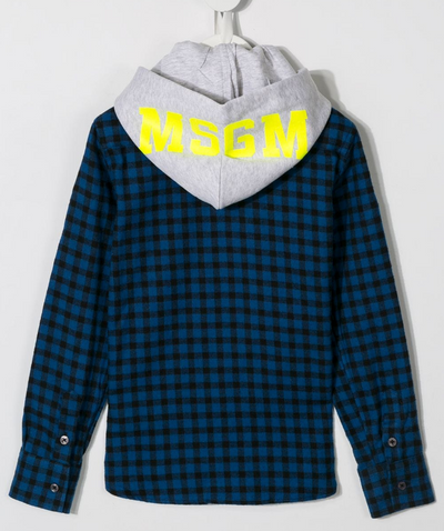 MSGM Kids - Checked Cotton Shirt with Hood