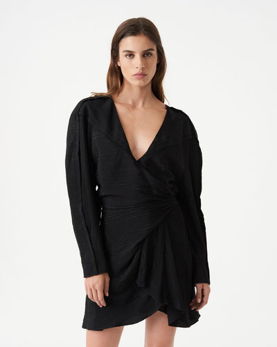 IRO - ANOKIA RUFFLED V-NECK DRESS