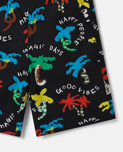 Stella McCartney Kids - Good Vibes Palm Print Shorts