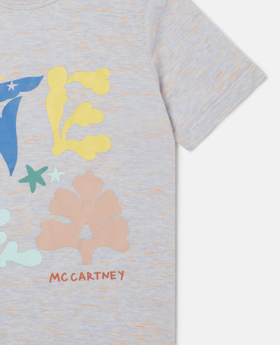Stella McCartney Kids - Seaweed Print Logo Cotton T-Shirt