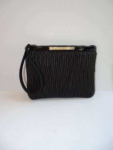FANI XENOPHONTOS TALLU SMALL BLACK LEATHER CLUTCH- SMALL STRAP