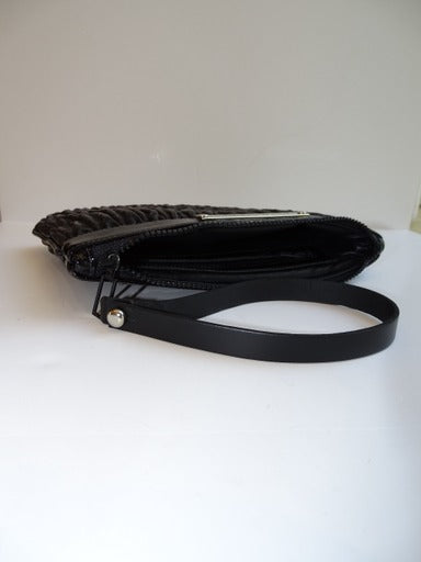 FANI XENOPHONTOS TALLU SMALL BLACK LEATHER CLUTCH- SMALL STRAP