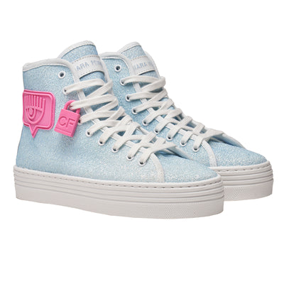 Chiara Ferragni eyelike sneakers in blue glitter