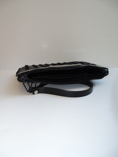 FANI XENOPHONTOS TALLU SMALL BLACK LEATHER CLUTCH- SMALL STRAP