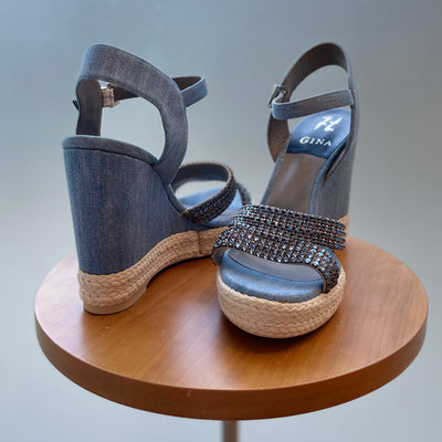 Gina Denim platform wedge