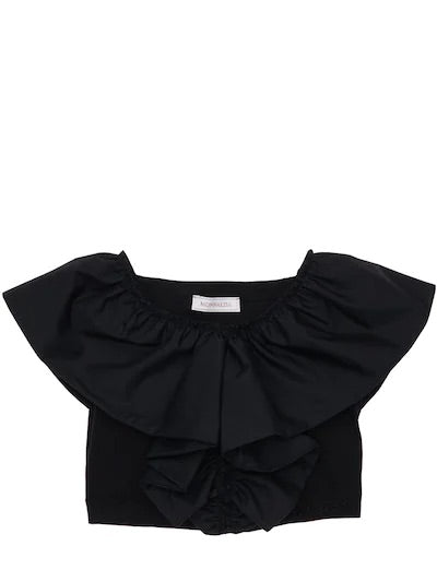 Monnalisa - Poplin top with ruffles