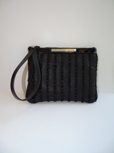 FANI XENOPHONTOS TALLU SMALL BLACK LEATHER CLUTCH- SMALL STRAP