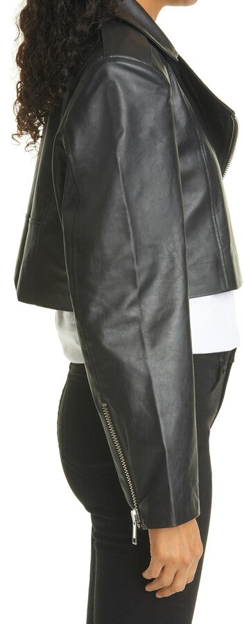 Remain Birger Christensen - Seda Crop Leather Biker Jacket