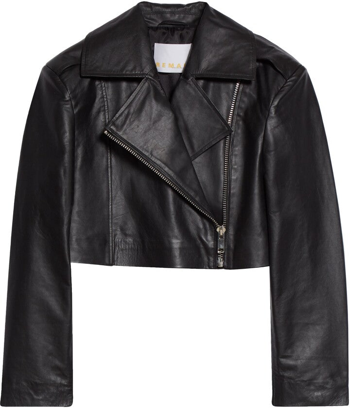 Remain Birger Christensen - Seda Crop Leather Biker Jacket