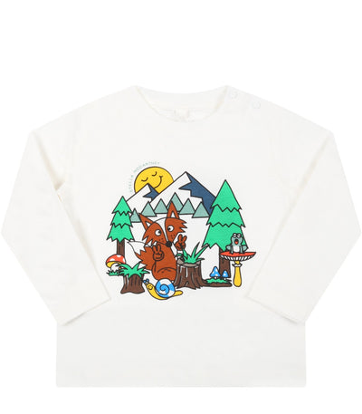 Stella McCartney Kids - Ivory t-shirt for baby boy with animals